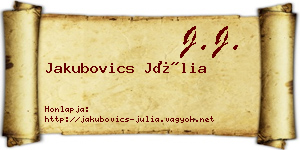 Jakubovics Júlia névjegykártya